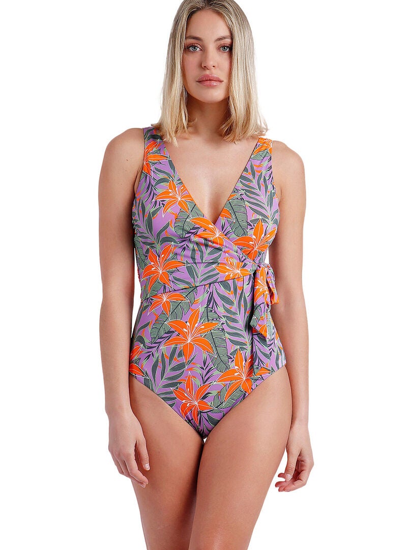 Maillot De Bain Une Pièce ERES Superposé Mauve - Taille 42/10 US - Neuf Avec étiquettes