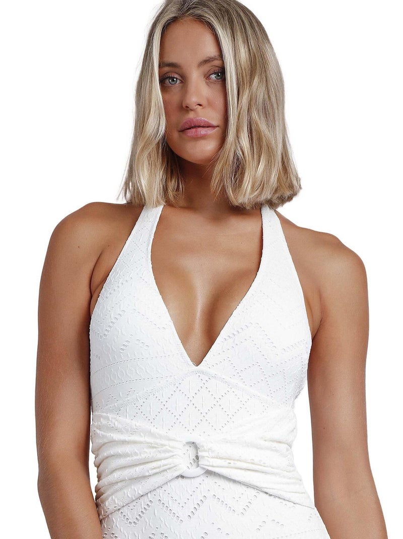 Maillot de bain 1 pièce préformé dos nu Costa Bella Noir - Kiabi