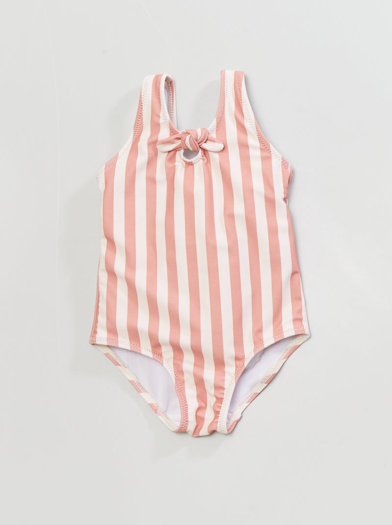 Maillot de bain 1 pièce rayé Rose/Blanc - Kiabi