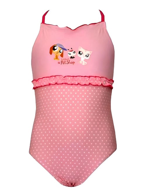 Maillot de bain 1 pièce rose à pois  Littlest Petshop - Kiabi