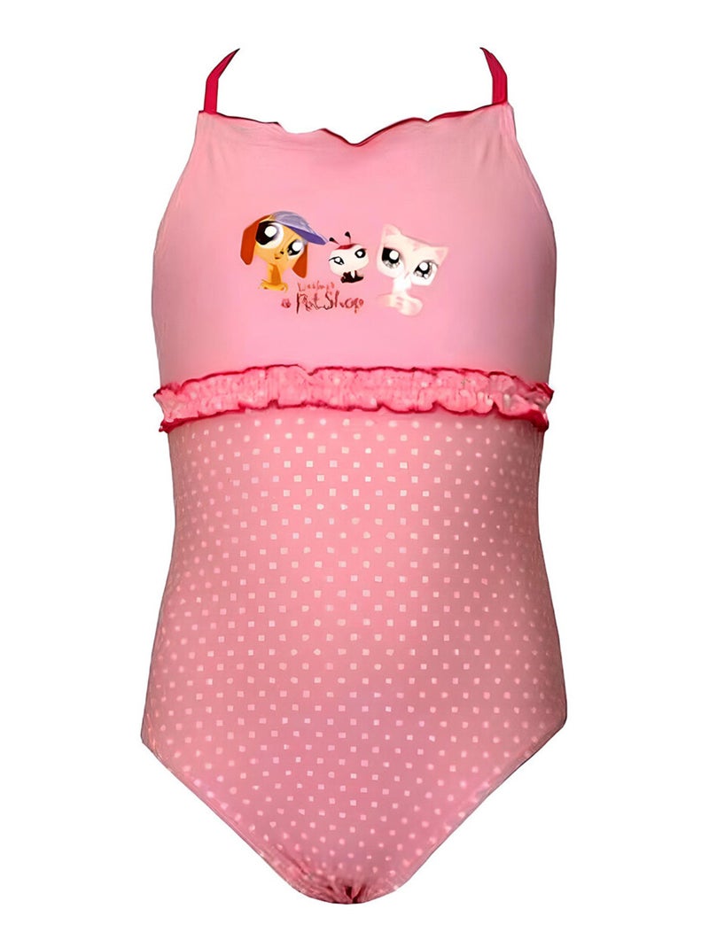 Maillot de bain 1 pièce rose à pois  Littlest Petshop Rose - Kiabi