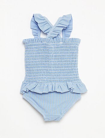 Maillot de bain 1 pièce smocké à volants