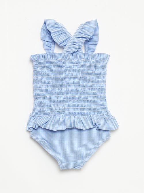 Maillot de bain 1 pièce smocké à volants - Kiabi