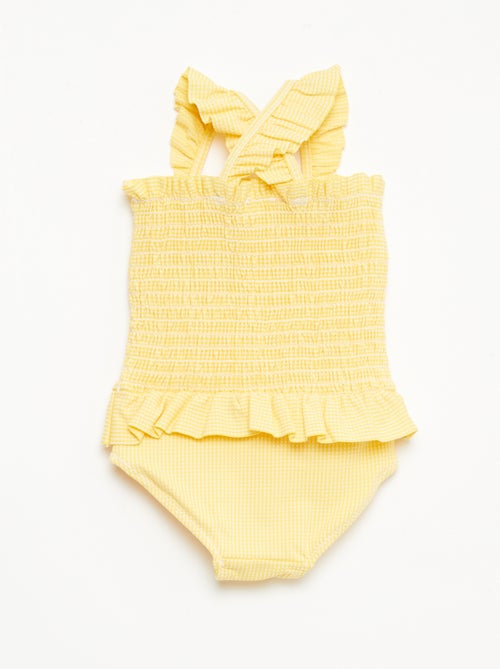Maillot de bain 1 pièce smocké à volants - Kiabi
