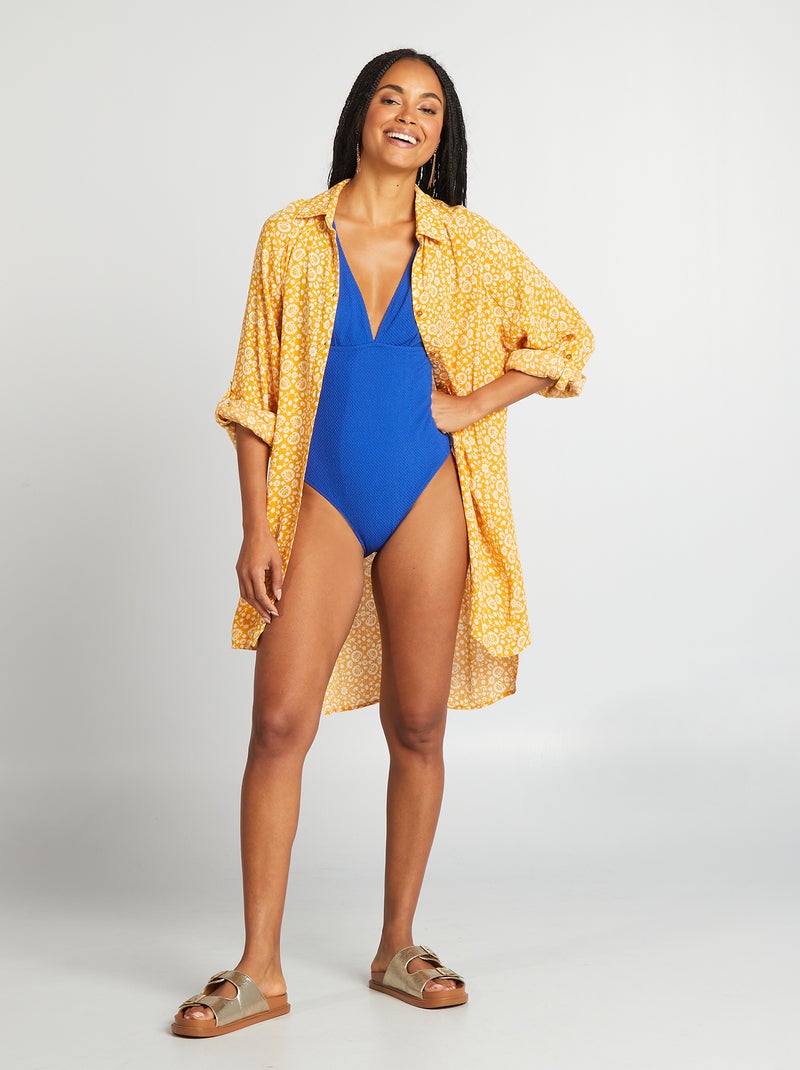 Maillot de bain 1 pièce texturé Bleu - Kiabi
