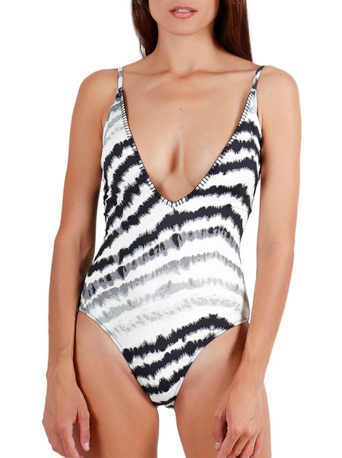 Maillot de bain 1 pièce Tie And Dye noir - Kiabi