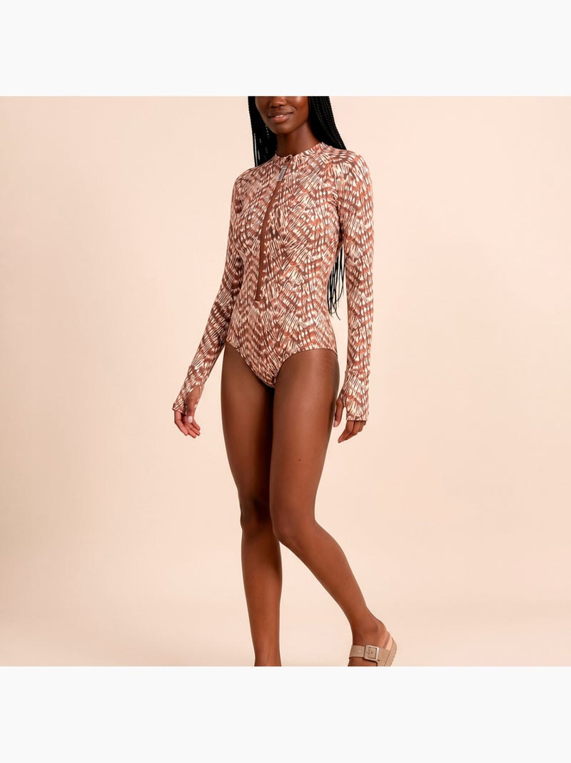 Maillot de bain 1 pièce  UV Line Beige - Kiabi