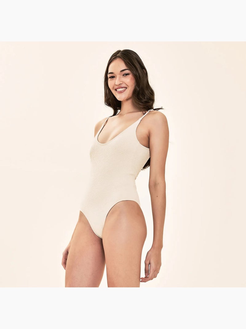 Maillot de bain 1 pièce  UV Line Beige - Kiabi
