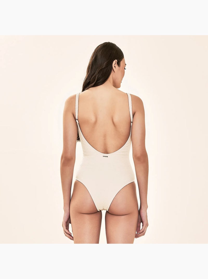 Maillot de bain 1 pièce  UV Line Beige - Kiabi