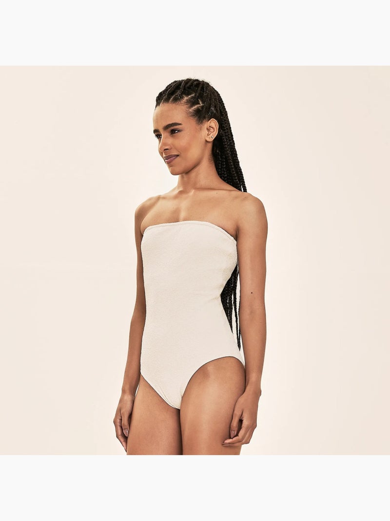 Maillot de bain 1 pièce  UV Line Beige - Kiabi