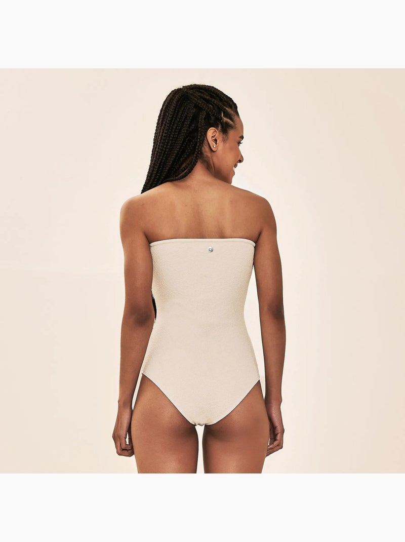 Maillot de bain 1 pièce  UV Line Beige - Kiabi