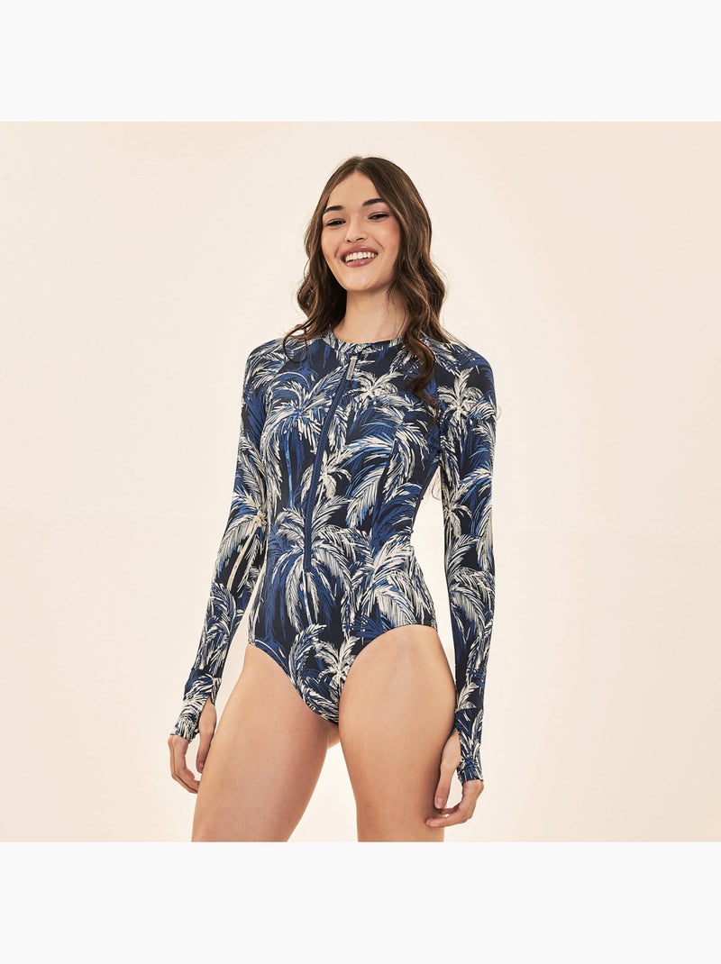 Maillot de bain 1 pièce  UV Line Bleu marine - Kiabi