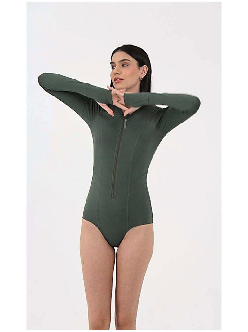 Maillot de bain 1 pièce  UV Line Vert - Kiabi