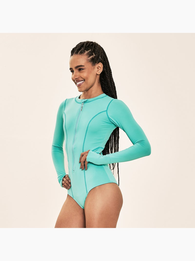 Maillot de bain 1 pièce  UV Line Vert - Kiabi