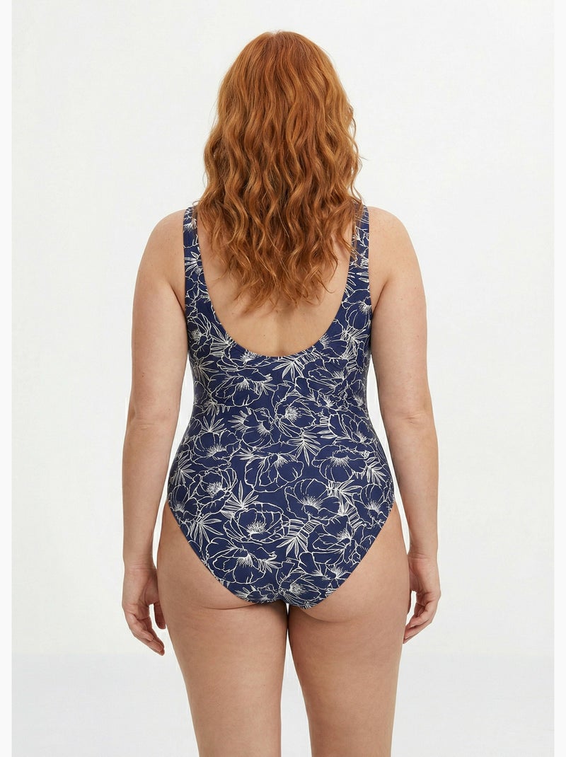 Maillot de bain 1 pièce V, fleuri - AFIBEL Bleu - Kiabi