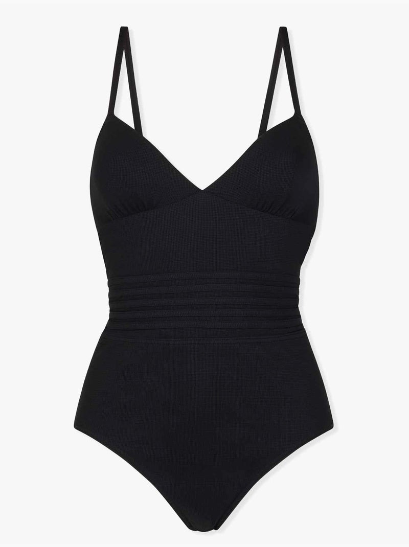 Maillot de bain 1P menstruel - Flux moyen Noir mat - Kiabi