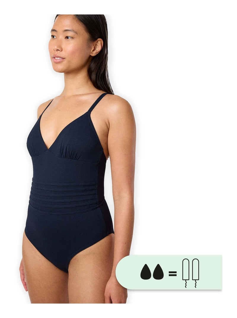Maillot de bain 1P menstruel - Flux moyen Noir Noir - Kiabi