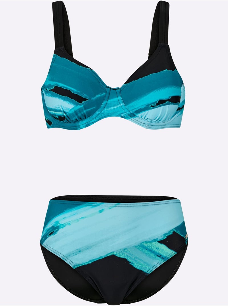 Maillot De Bain 2 Pièces - Witt - Bonnet B Noir Vert - Kiabi