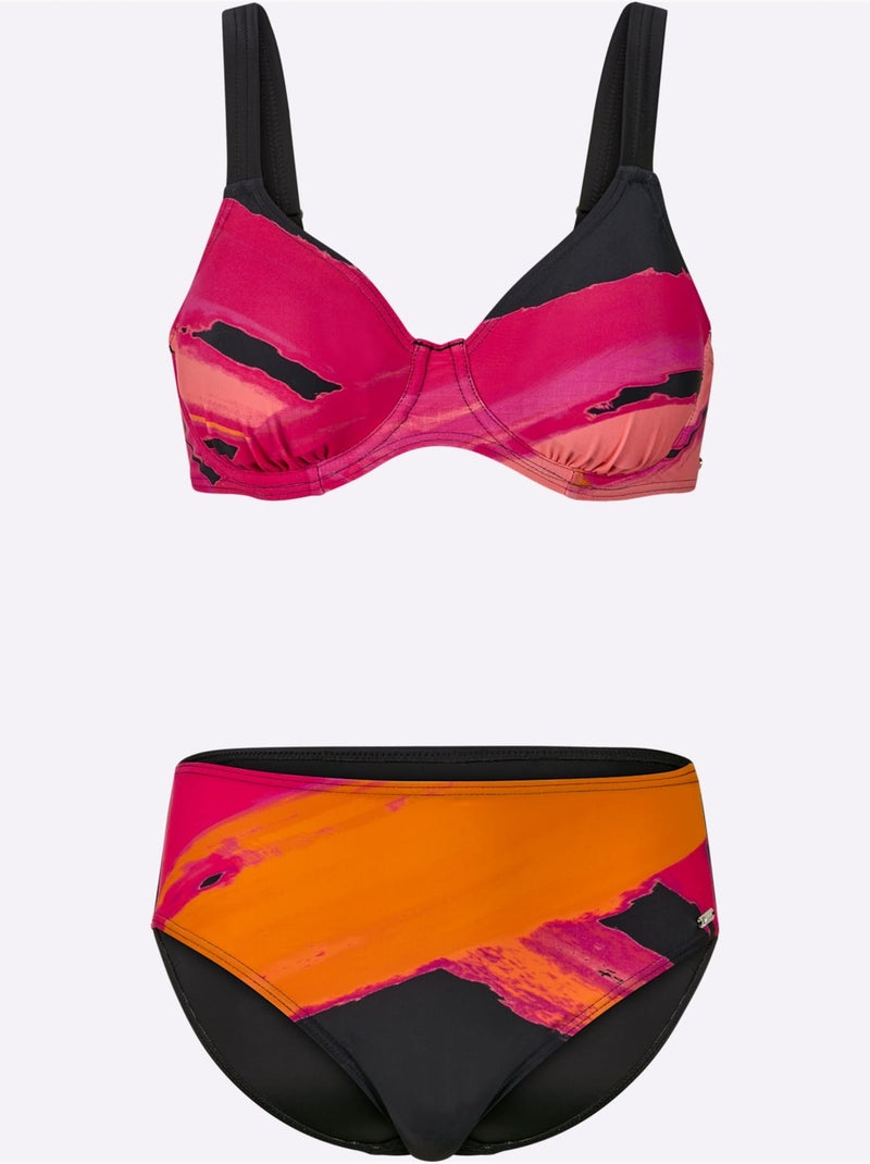 Maillot De Bain 2 Pièces - Witt - Bonnet D Noir Orange - Kiabi