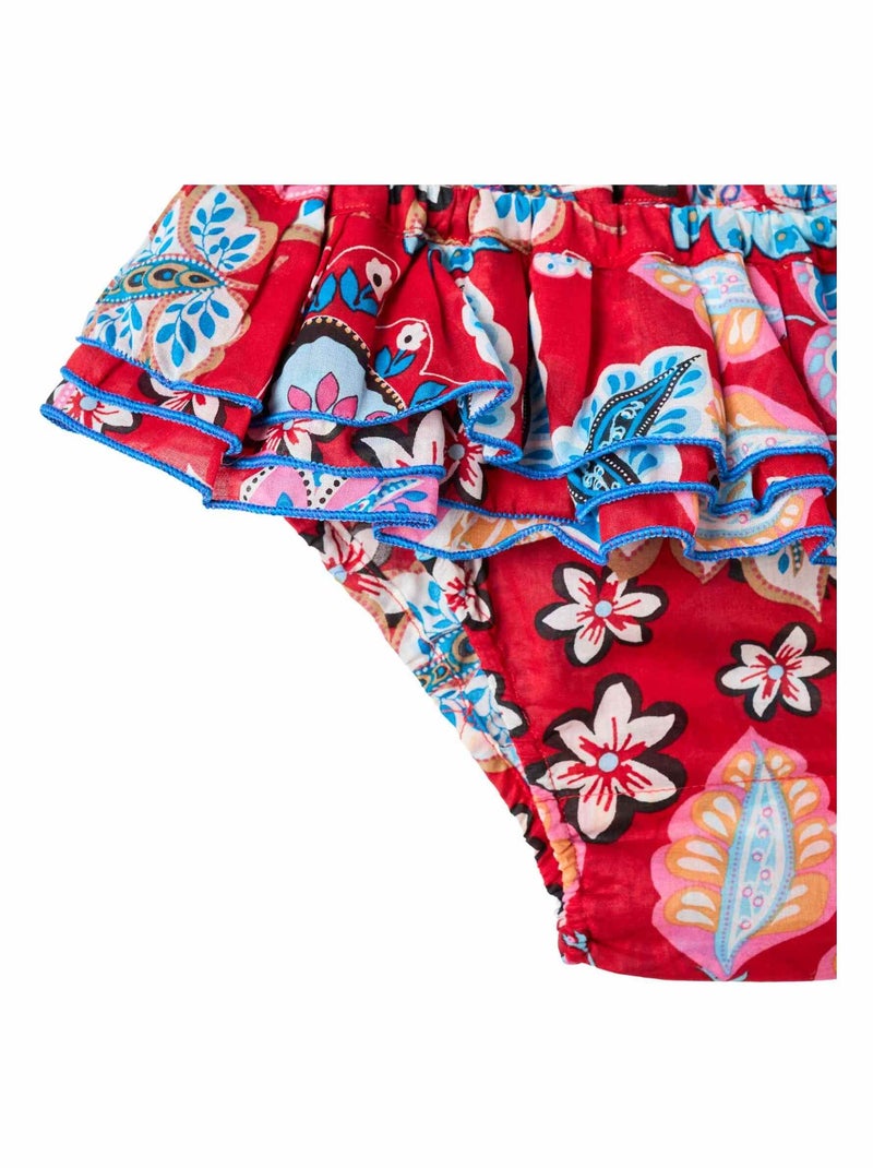 Maillot de Bain 2 pièces   à Fleurs Hawaï  SWAN - La Faute à Voltaire Rouge/Bleu/Jaune - Kiabi