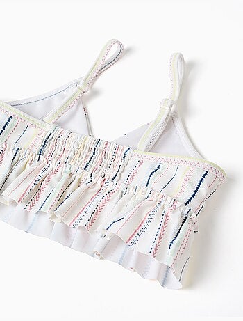 Maillot de bain 2 pièces à rayures ethniques et volants B&S