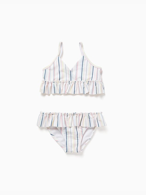 Maillot de bain 2 pièces à rayures ethniques et volants B&S - Kiabi