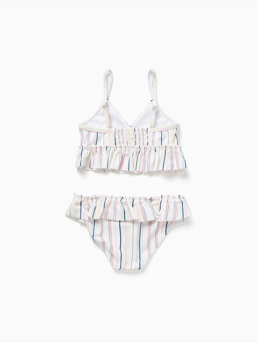 Maillot de bain 2 pièces à rayures ethniques et volants B&S - Kiabi