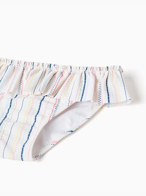 Maillot de bain 2 pièces à rayures ethniques et volants B&S - Kiabi
