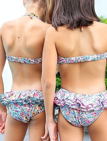 Maillot De Bain 2 Pièces Fille UPF50 - Protection UV Avec Motifs Cocotier/pastèque