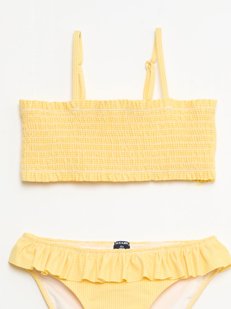 Maillot de bain 2 pièces à volants Jaune - Kiabi