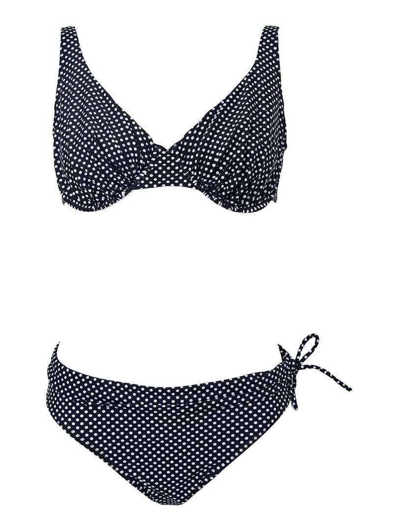 Maillot de bain 2 pièces avec armatures Vida pois Noir - Kiabi
