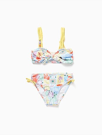 Maillot de bain 2 pièces avec imprimé et perles