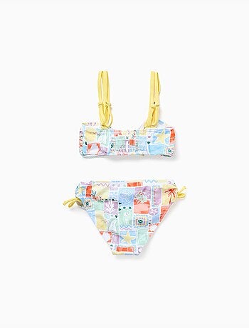 Maillot de bain 2 pièces avec imprimé et perles