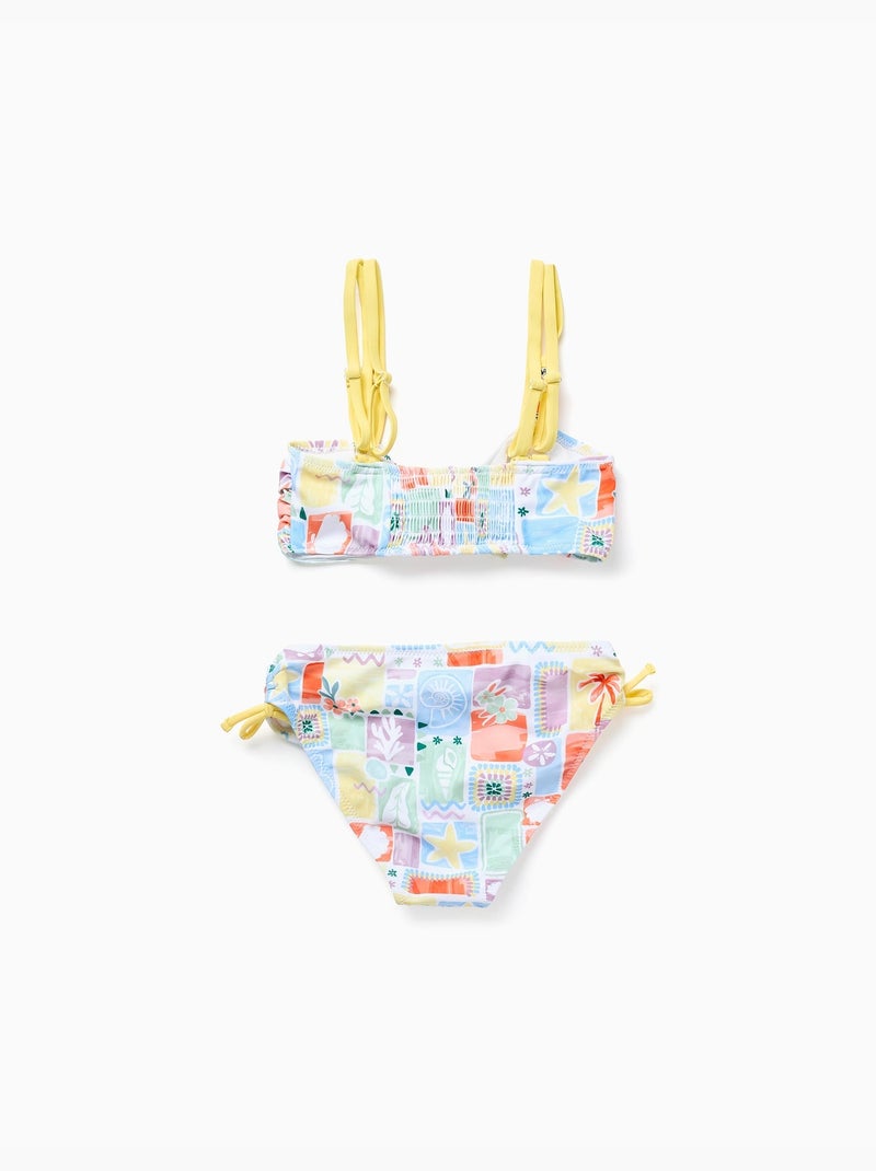 Maillot de bain 2 pièces avec imprimé et perles Blanc - Kiabi