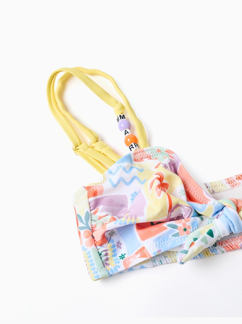 Maillot de bain 2 pièces avec imprimé et perles Blanc - Kiabi