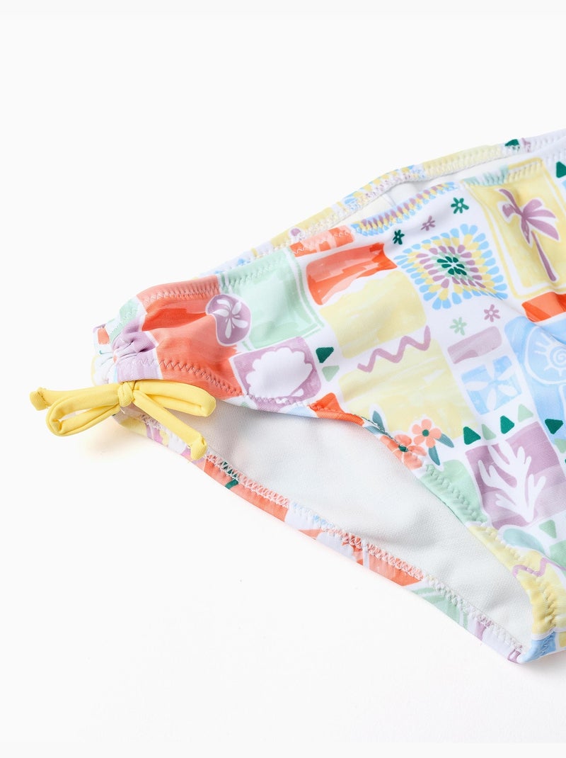 Maillot de bain 2 pièces avec imprimé et perles Blanc - Kiabi