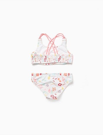 Maillot de bain 2 pièces avec motif de plage et doublure