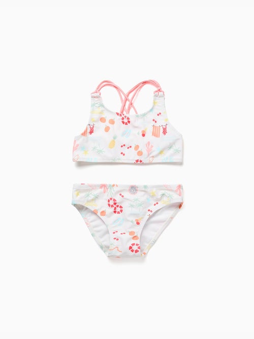 Maillot de bain 2 pièces avec motif de plage et doublure - Kiabi