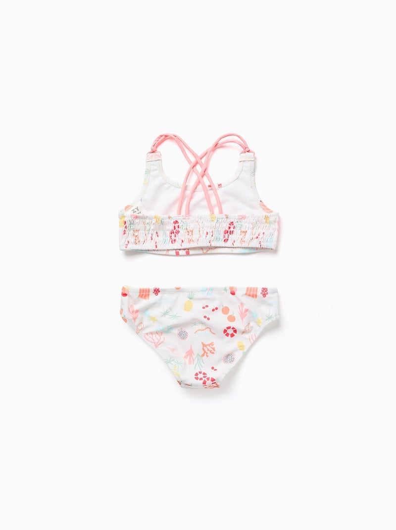 Maillot de bain 2 pièces avec motif de plage et doublure Blanc - Kiabi