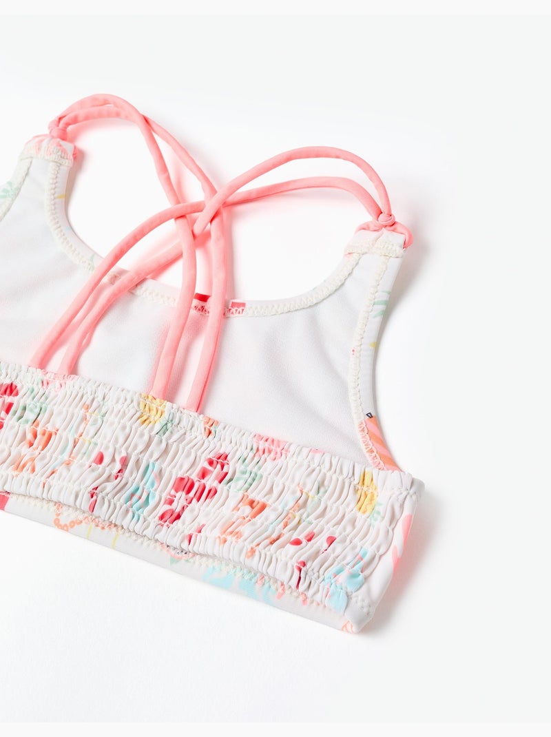 Maillot de bain 2 pièces avec motif de plage et doublure Blanc - Kiabi