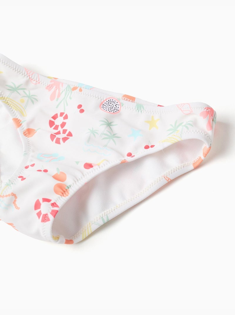 Maillot de bain 2 pièces avec motif de plage et doublure Blanc - Kiabi