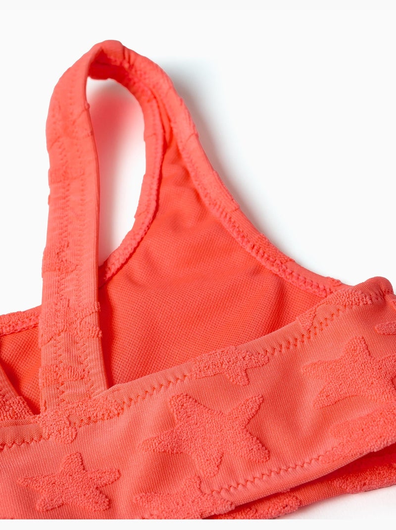 Maillot de bain 2 pièces avec motif d'étoiles en bouclé Orange corail - Kiabi