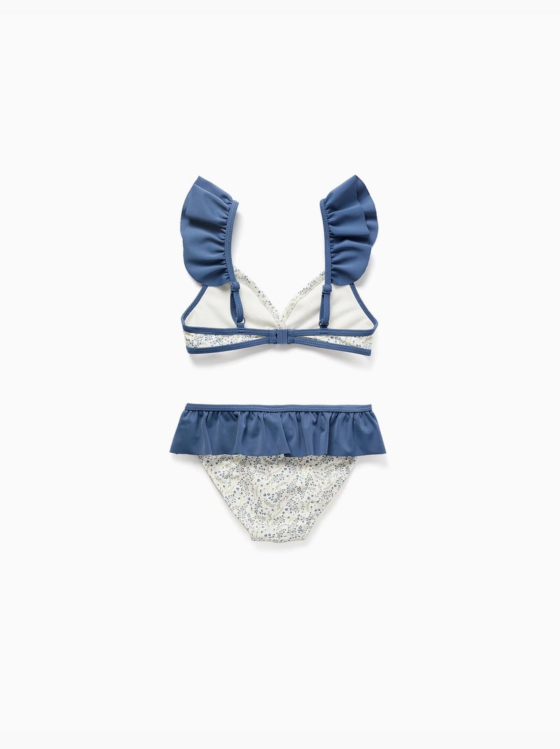 Maillot de bain 2 pièces avec motif floral et volants You&Me Beige clair - Kiabi