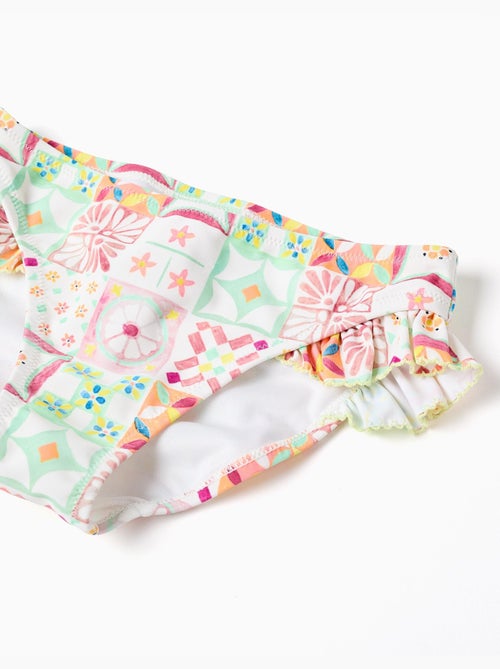 Maillot de bain 2 pièces avec motif mosaïque et volants - Kiabi