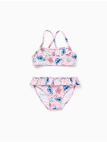 Maillot de bain 2 pièces avec motif Stitch et volants
