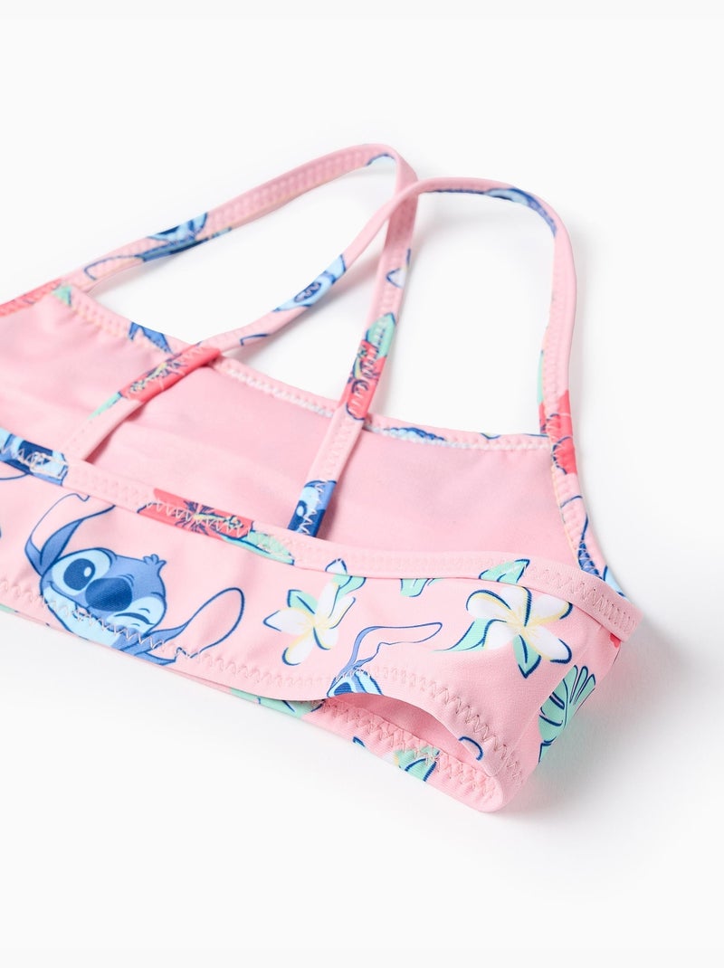 Maillot de bain 2 pièces avec motif Stitch et volants Rose clair - Kiabi