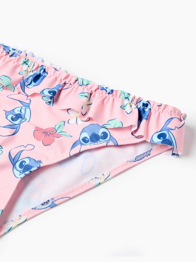 Maillot de bain 2 pièces avec motif Stitch et volants Rose clair - Kiabi