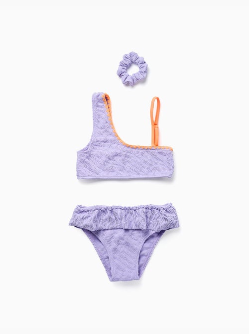 Maillot de bain 2 pièces avec volants + chouchou - Kiabi