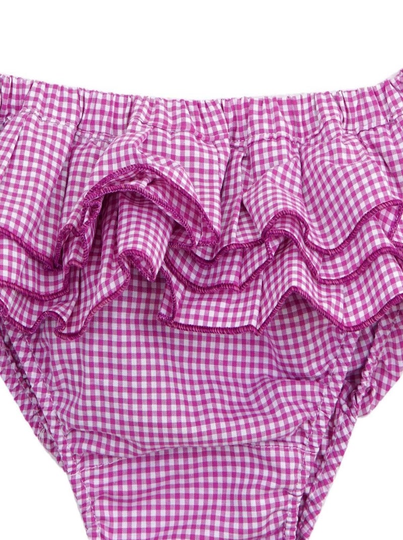 Maillot de Bain 2 Pièces   Carreaux Vichy   SWAN - La Faute à Voltaire Violet - Kiabi