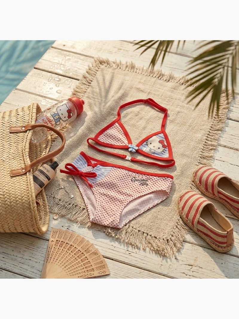 Maillot de bain 2 pièces Charmy Kitty Rouge - Kiabi